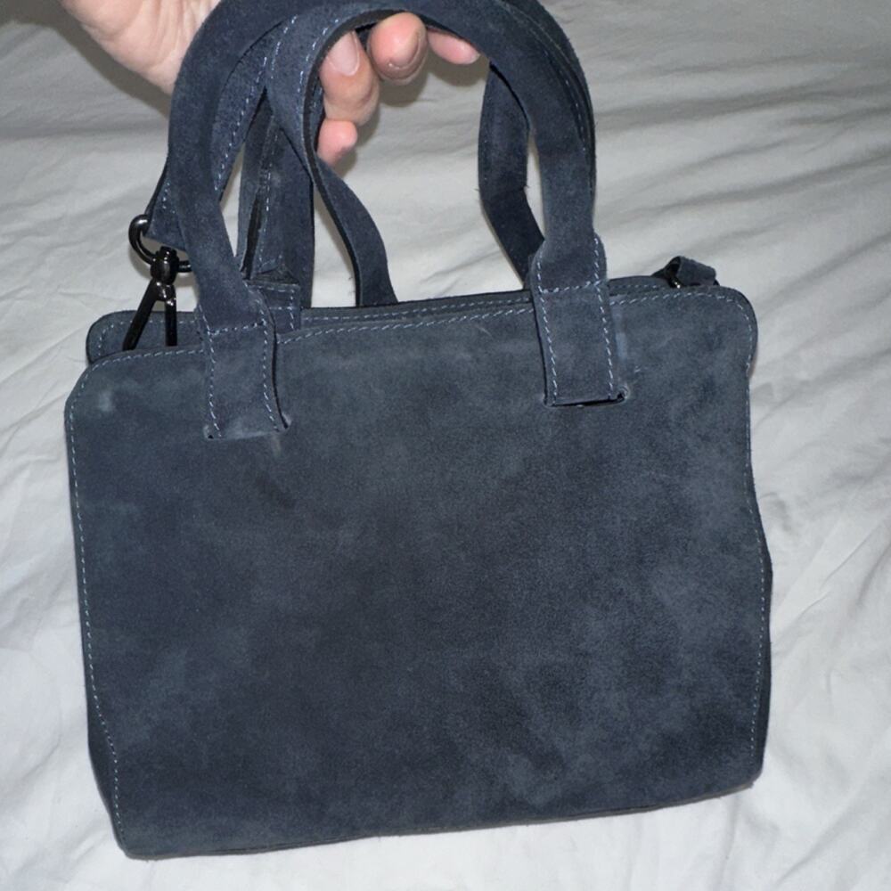 My Choice Navy Blue Zipper Accent Double Handle Top Handle Women's Bag Purse